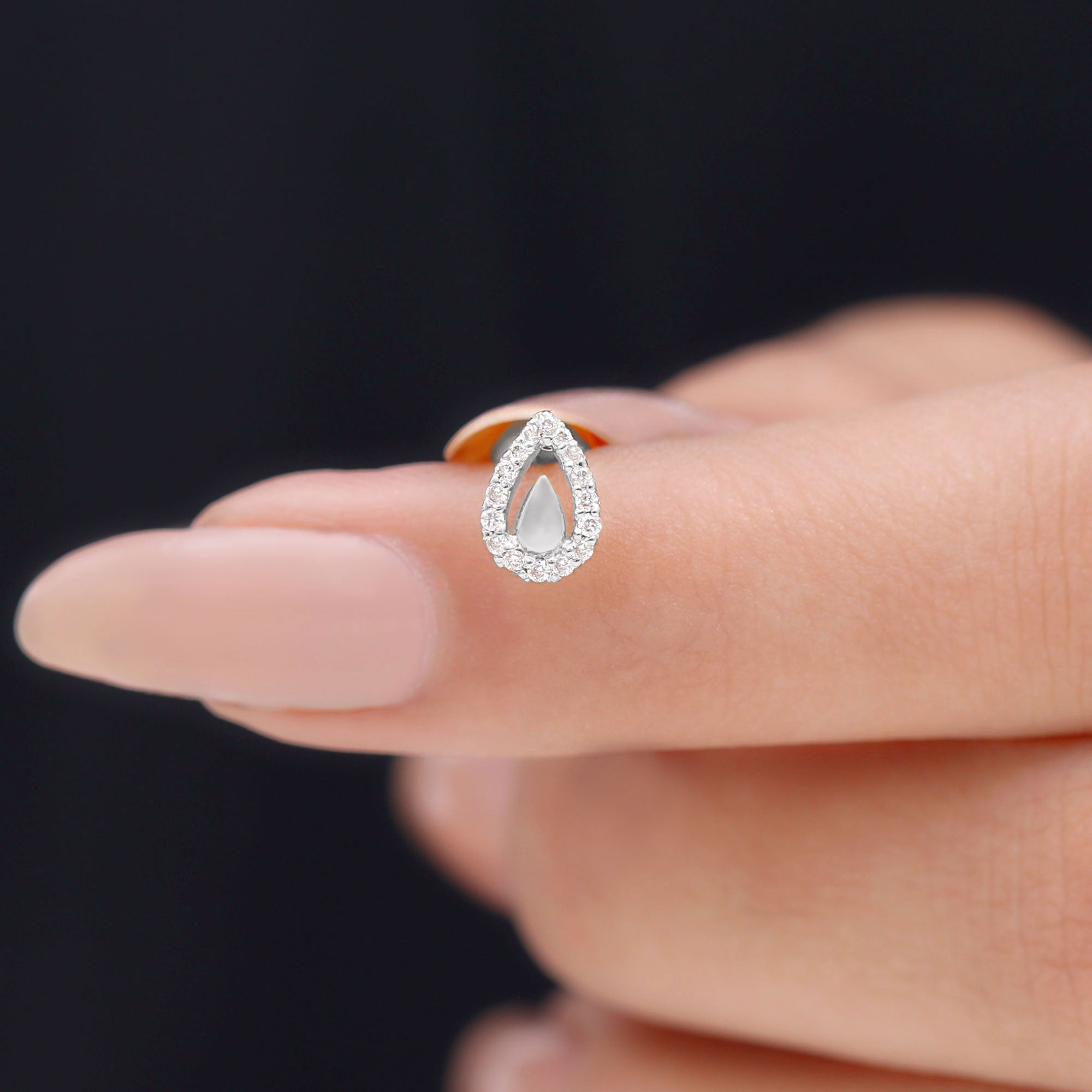Certified Real Diamond Teardrop Helix Earring