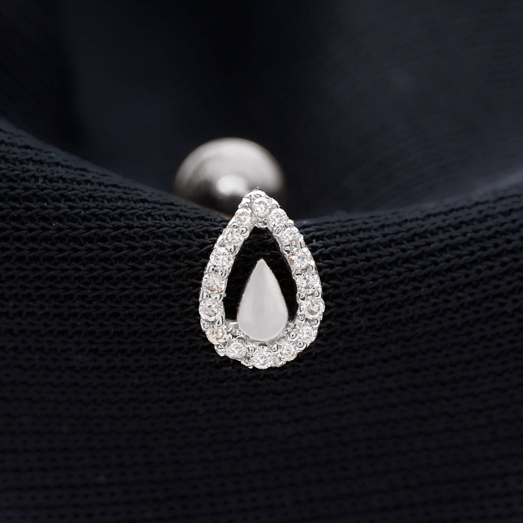 Certified Real Diamond Teardrop Helix Earring