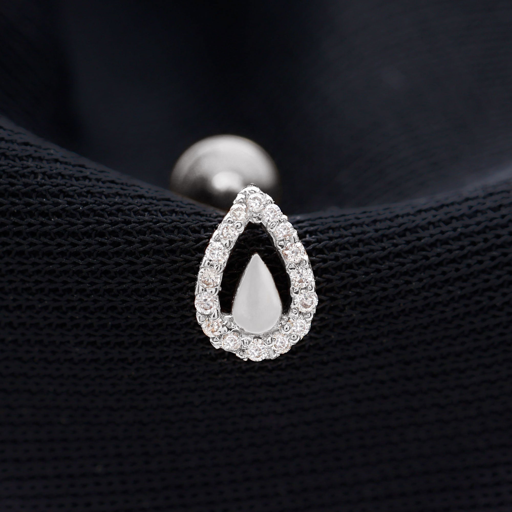 Certified Real Diamond Teardrop Helix Earring