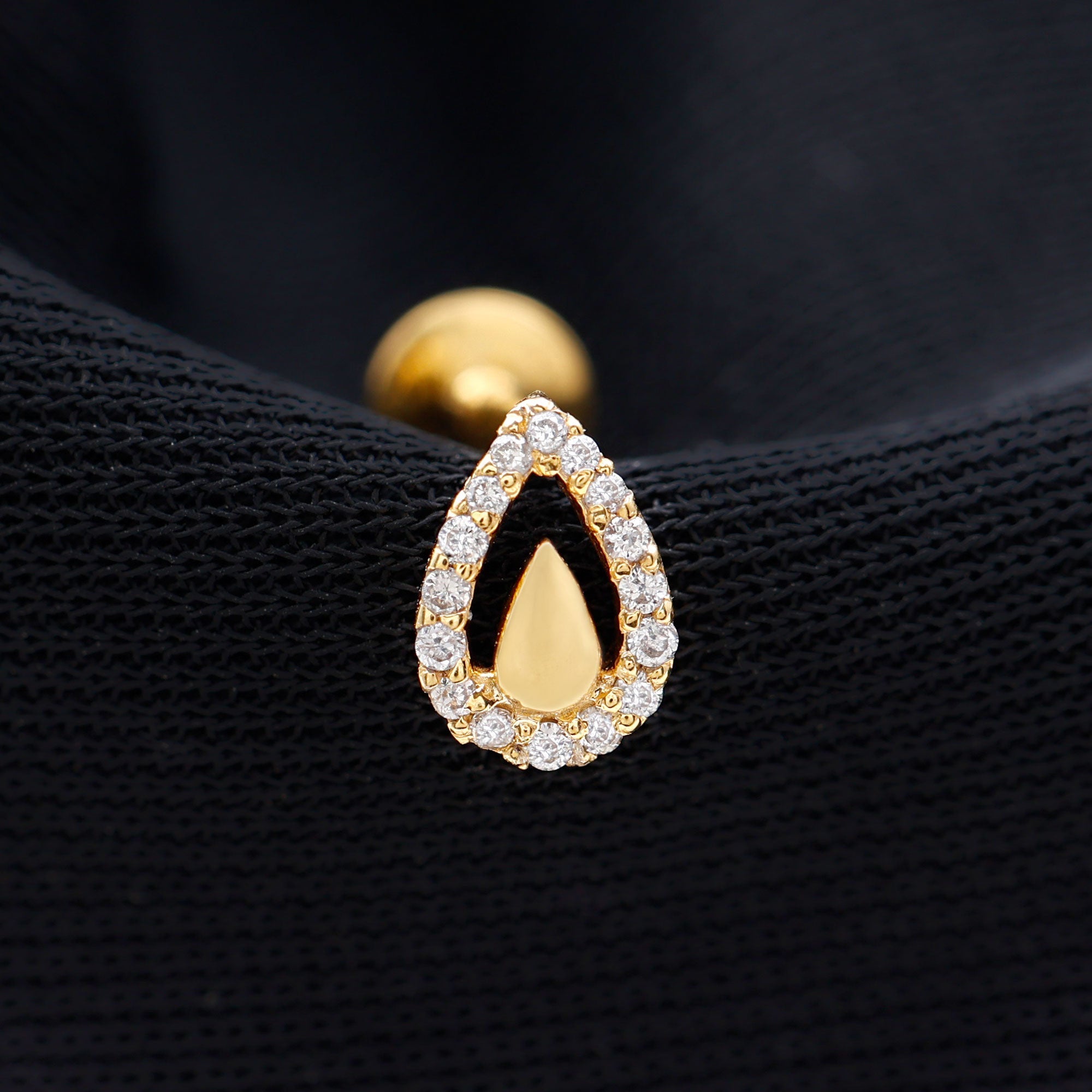 Certified Real Diamond Teardrop Helix Earring