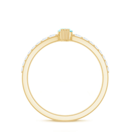 Certified Marquise Opalescent Promise Ring with Real Diamond
